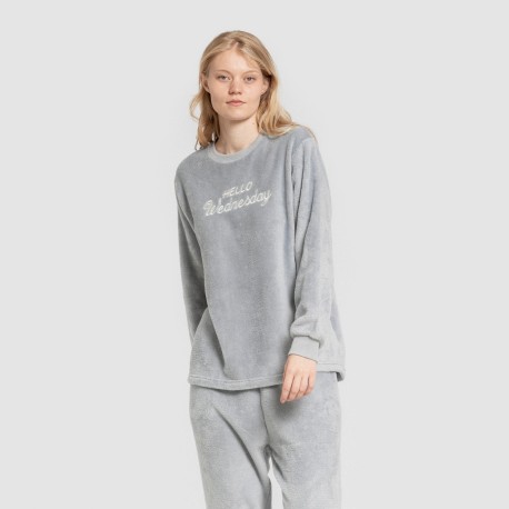 Pigiama coral polsini donna Hello Wednesday indaco