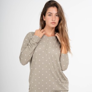 Pigiama lungo donna soft Embera verde secco