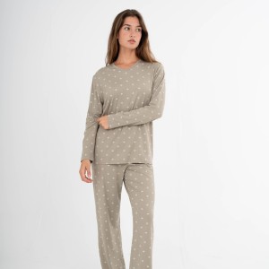 Pigiama lungo donna soft Embera verde secco 2