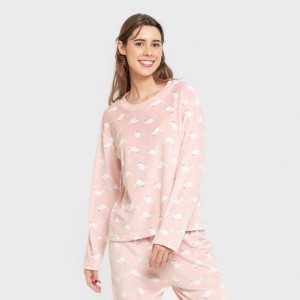 Pigiama velluto super soft donna Seasonal rosa cipria