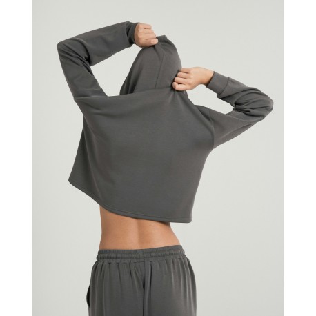 Felpa fluida con cappuccio donna