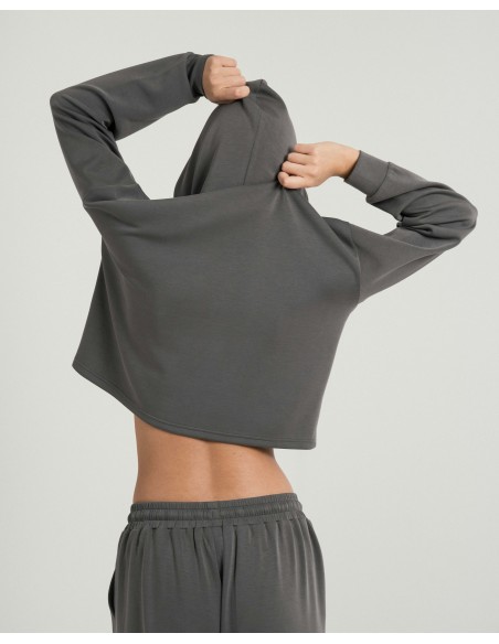 Felpa fluida con cappuccio donna