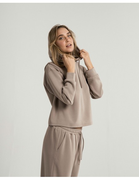 Felpa fluida con cappuccio donna