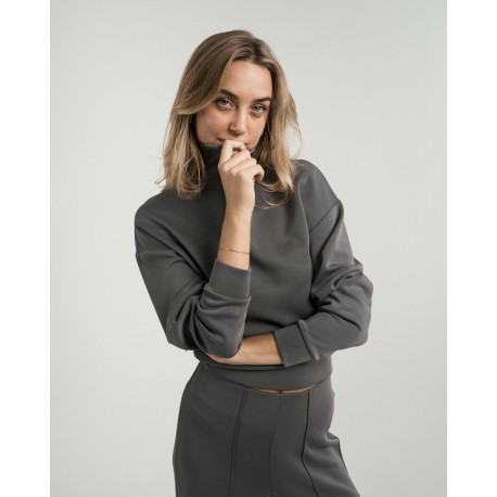 Felpa fluida con collo alto donna