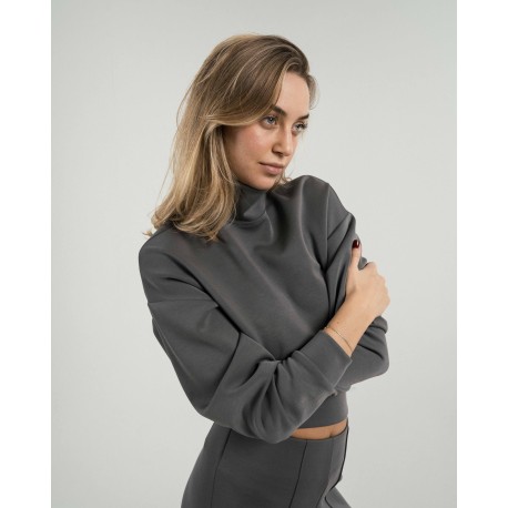 Felpa fluida con collo alto donna