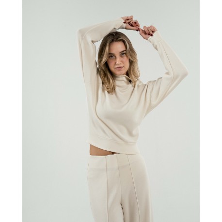 Felpa fluida con collo alto donna