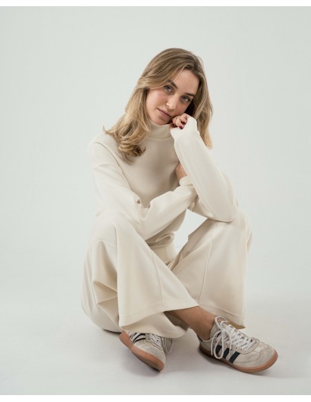 Felpa fluida con collo alto donna