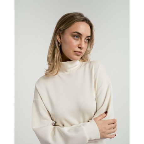 Felpa fluida con collo alto donna