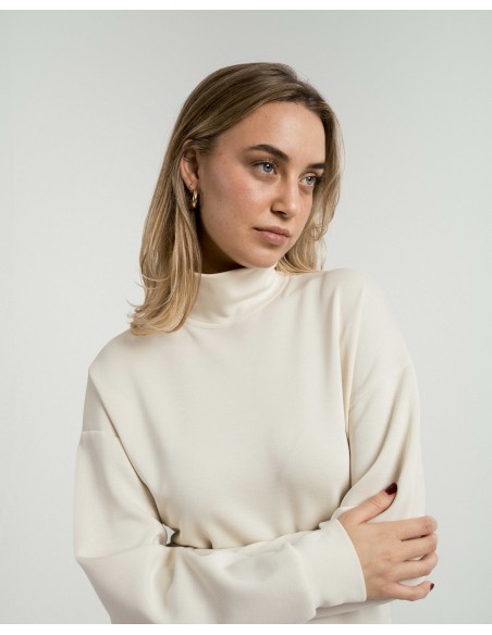 Felpa fluida con collo alto donna