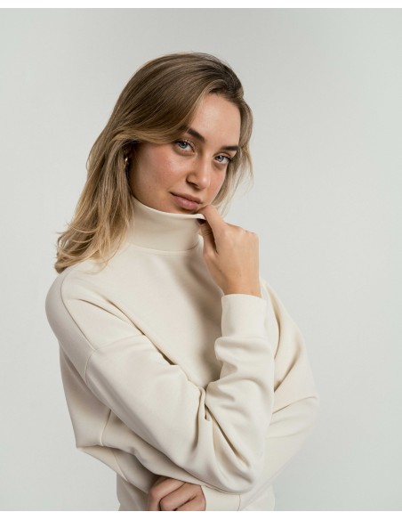 Felpa fluida con collo alto donna