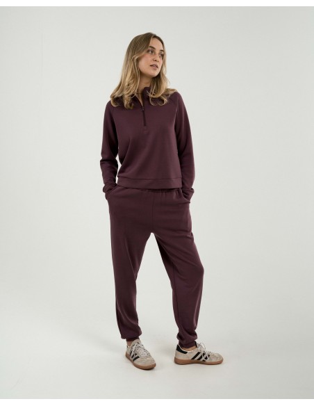 Felpa fluida da donna con mezza zip