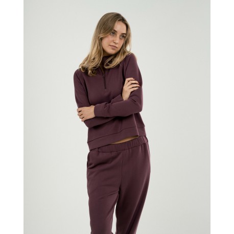 Felpa fluida da donna con mezza zip