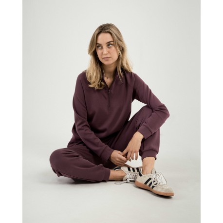 Felpa fluida da donna con mezza zip