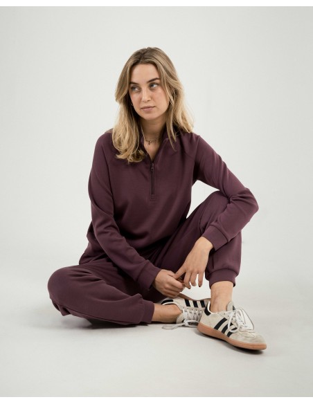 Felpa fluida da donna con mezza zip