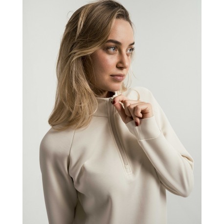 Felpa fluida da donna con mezza zip