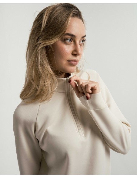 Felpa fluida da donna con mezza zip