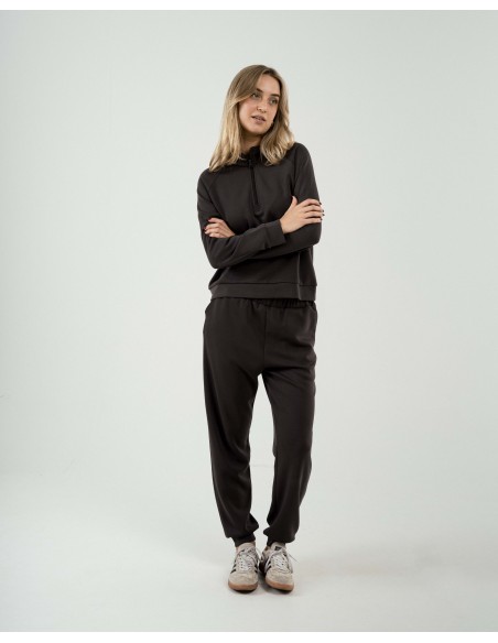 Felpa fluida da donna con mezza zip