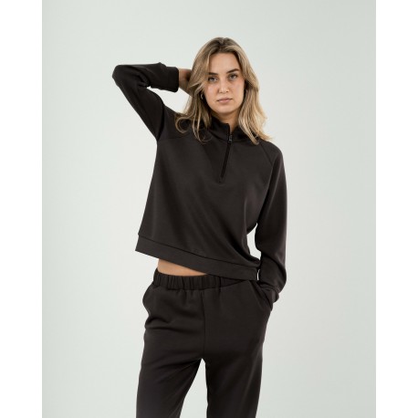 Felpa fluida da donna con mezza zip