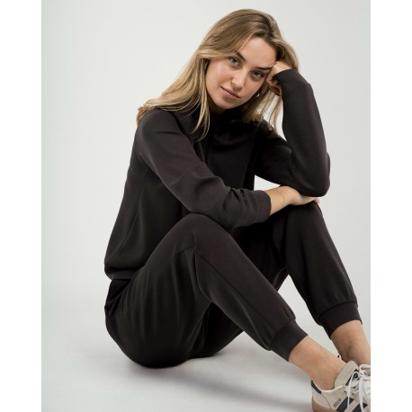 Felpa fluida da donna con mezza zip