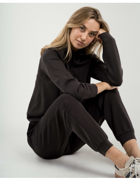 Felpa fluida da donna con mezza zip