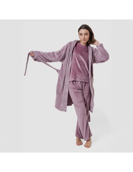 Vestaglia pile coral tinta unita