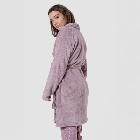 Vestaglia pile coral tinta unita