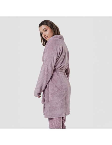 Vestaglia pile coral tinta unita