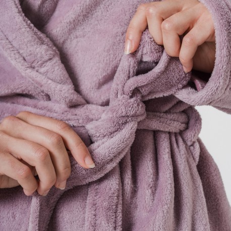 Vestaglia pile coral tinta unita