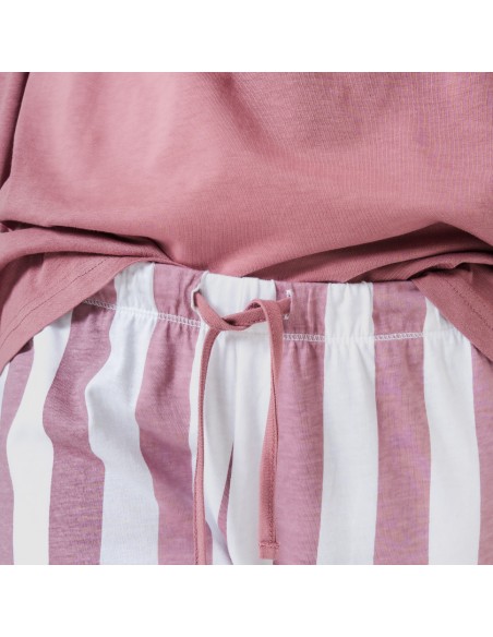 Pigiama lungo cotone Raya Elvis malva rosa