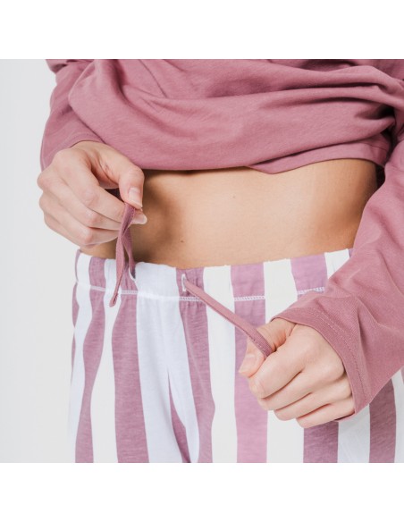 Pigiama lungo cotone Raya Elvis malva rosa