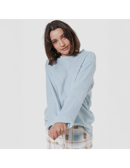 Pigiama pile coral Cuadro Noric celeste