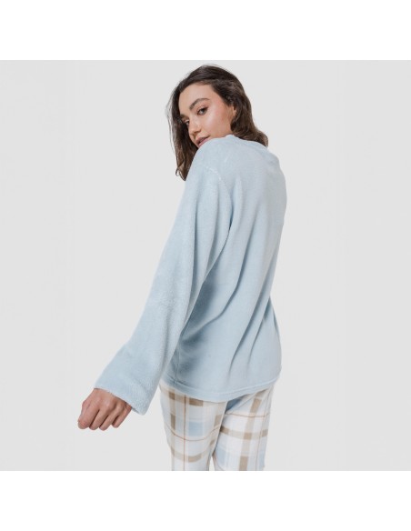 Pigiama pile coral Cuadro Noric celeste