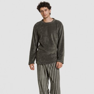 Pigiama pile coral uomo Raya Albert verde caccia