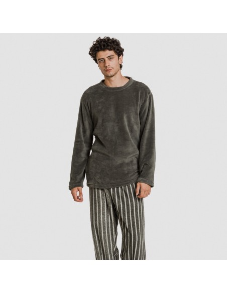 Pigiama pile coral uomo Raya Albert verde caccia