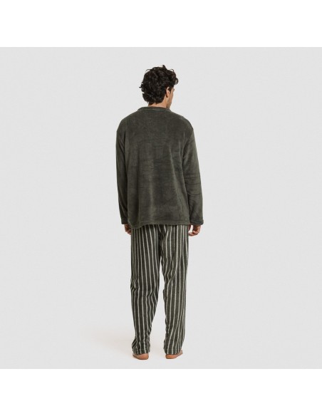 Pigiama pile coral uomo Raya Albert verde caccia