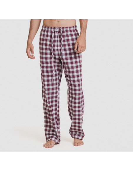 Pigiama flanellacon colleto a bavero Cuadro Gustavo bordeaux