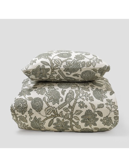 Copripiumino cotone Enelia verde secco - topo