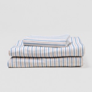 Set di lenzuola flanella Raya Benet sabbia - indaco