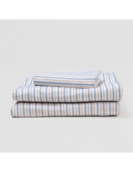 Set di lenzuola flanella Raya Benet sabbia - indaco