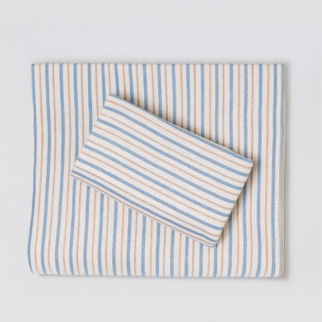 Set di lenzuola flanella Raya Benet sabbia - indaco