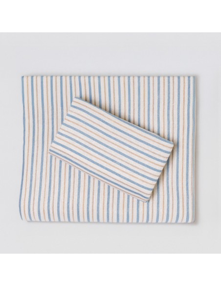 Set di lenzuola flanella Raya Benet sabbia - indaco