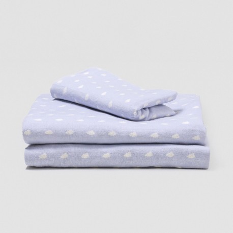 Set di lenzuola flanella Nubecita celeste