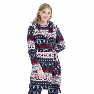 Vestaglia pile coral Ciervos blu - rosso