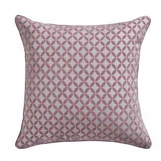 Cuscino  jacquard ciniglia Elsa negativo malva rosa - bianco federa + imbottitura