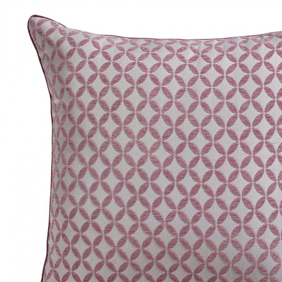 Cuscino  jacquard ciniglia Elsa negativo malva rosa - bianco federa + imbottitura