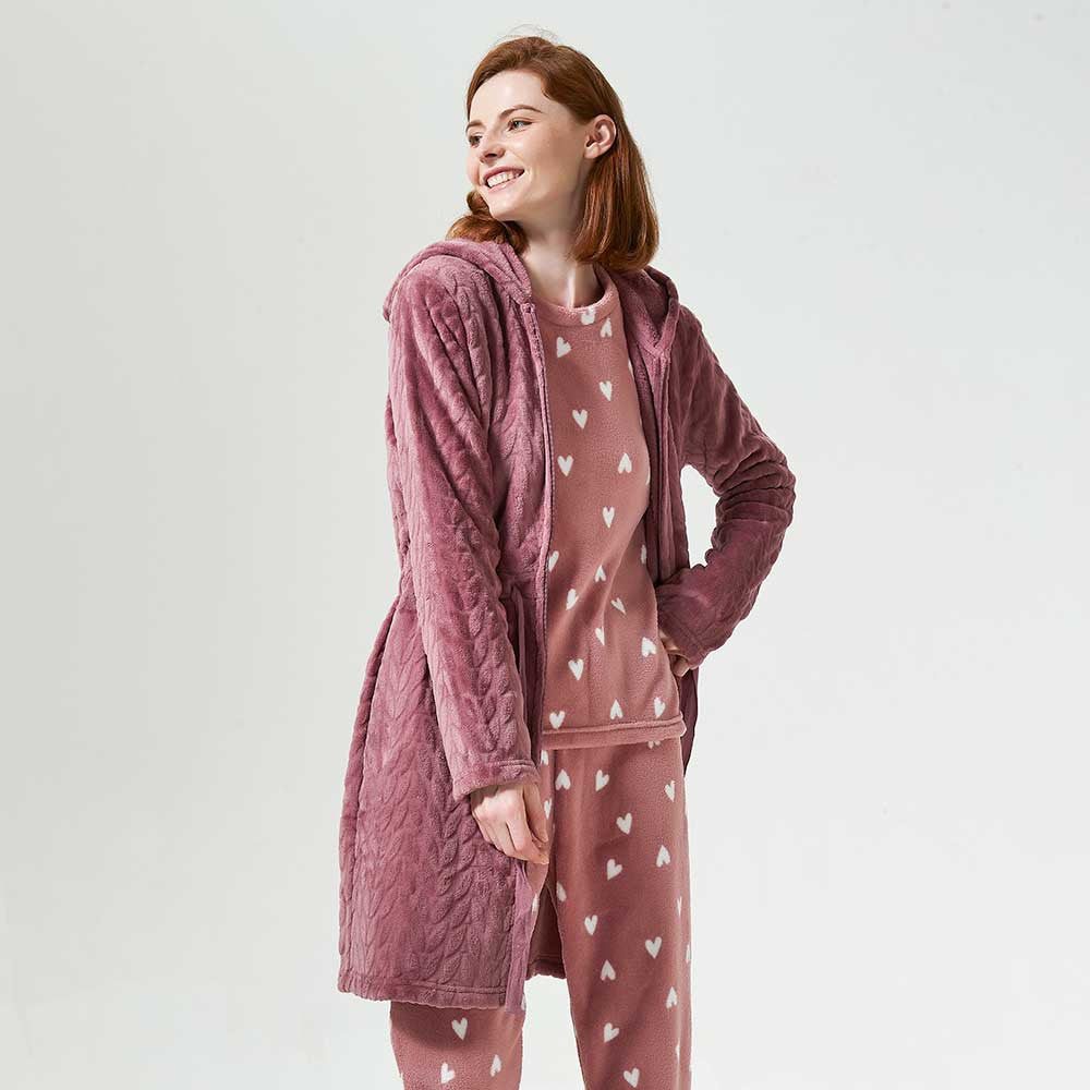 VESTAGLIA IN VELLUTO DEVORE CON CAPPELLO LISA