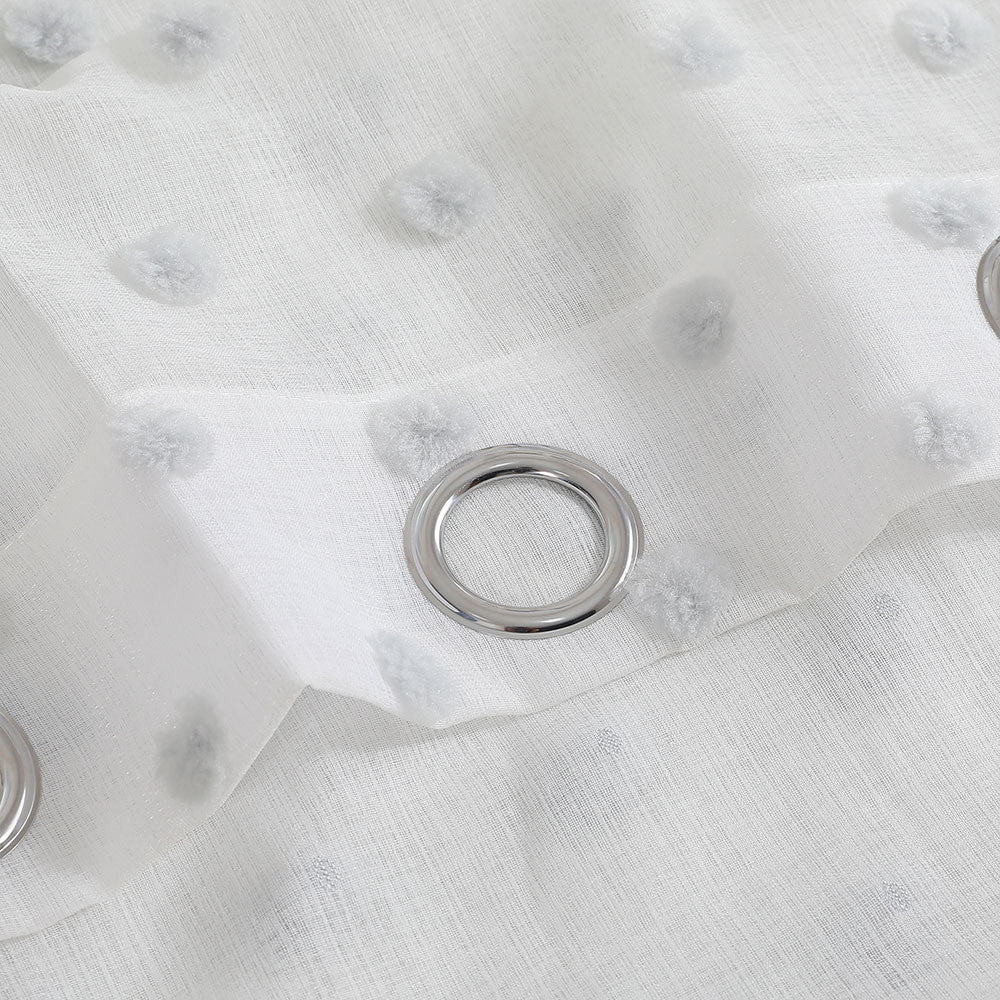 TENDA CON OCCHIELLI E POMPON