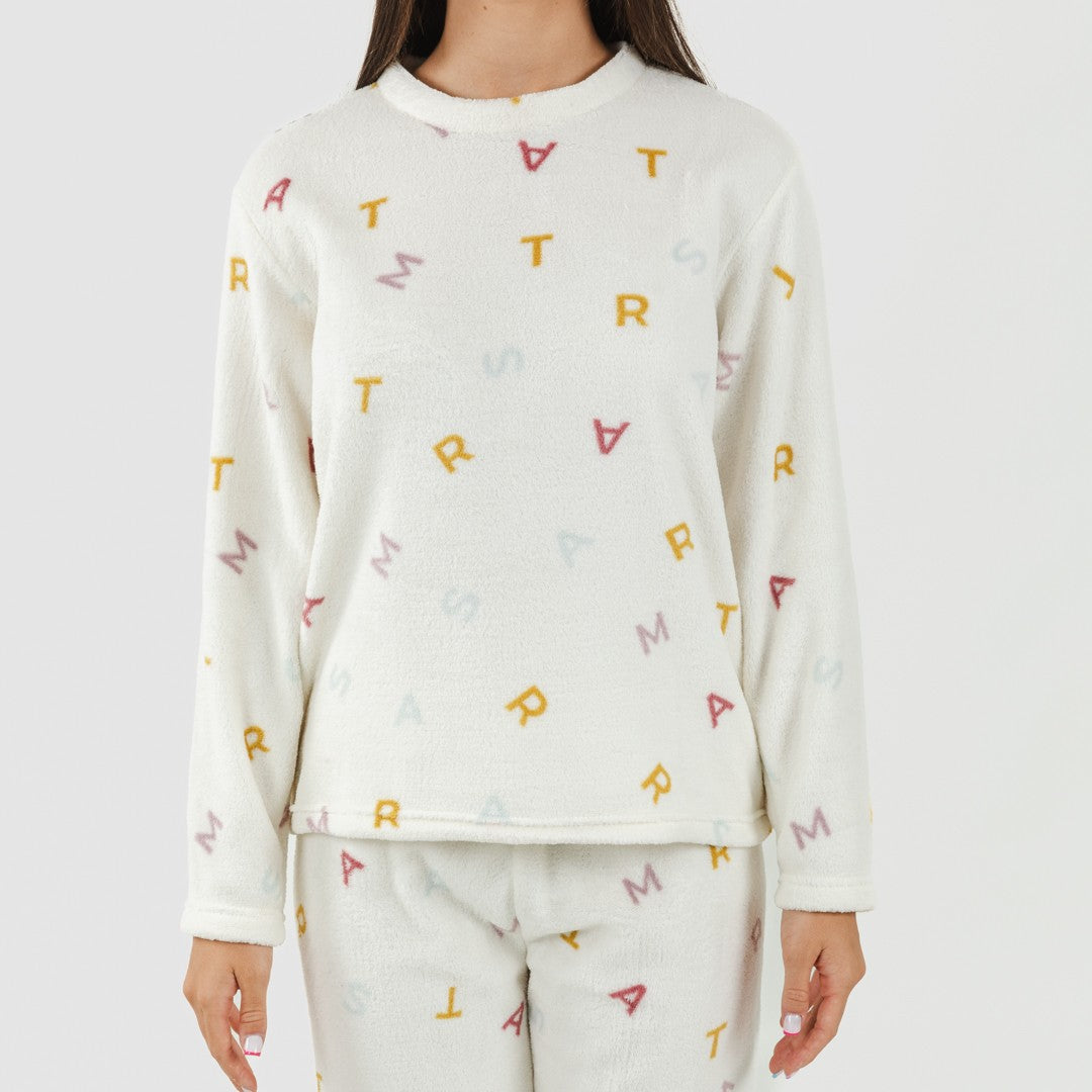 Pigiama da donna color corallo con lettere