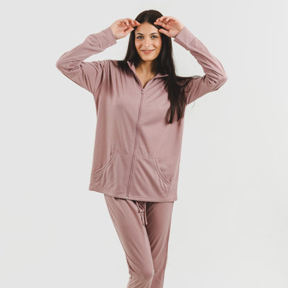 Completo sportivo da donna con giacca e cerniera semplice