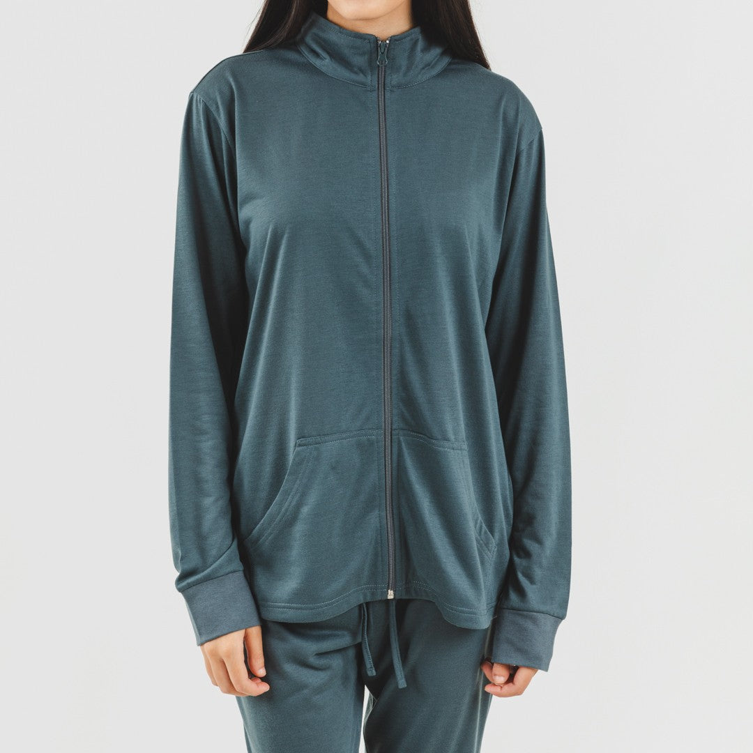 Completo sportivo da donna con giacca e cerniera semplice